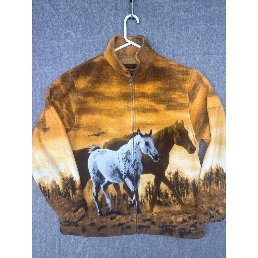 TRAIL CREST FLEECE JACKET HORSE SCENE WOMENS L Large